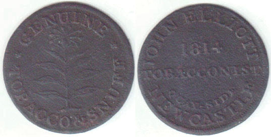 1814 Great Britain Farthing Trade Token (Elliott) A001683